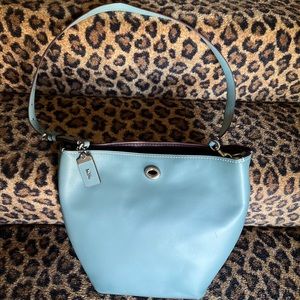Coach Glovetanned Leather Steel Blue Duffle Shoulder Bag
